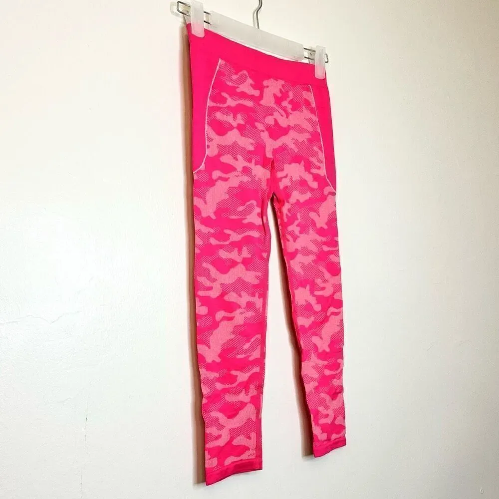 Slalom Camo Girls Midweight Performance Base Layer Pull-on Bottom Pink Medium/8